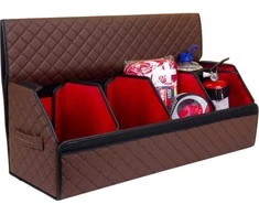 Bagažinės daiktadėžė EVAtech ECO XL 30x30x80 cm - ruda / juodi kraštai / rudos siūlės / raudonas vidus