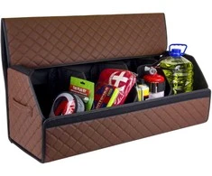 Bagažinės daiktadėžė EVAtech ECO XL 30x30x80 cm - ruda / juodi kraštai / rudos siūlės / juodas vidus