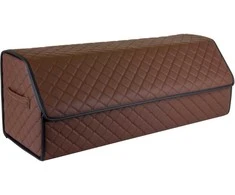 Bagažinės daiktadėžė EVAtech ECO XL 30x30x80 cm - ruda / juodi kraštai / rudos siūlės / raudonas vidus