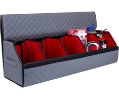 Bagažinės daiktadėžė EVAtech ECO XXL 30x30x100 cm - pilka / juodi kraštai / pilkos siūlės / raudonas vidus
