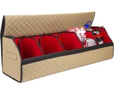 Bagažinės daiktadėžė EVAtech ECO XXL 30x30x100 cm - smėlio / juodi kraštai / smėlio siūlės / raudonas vidus