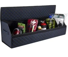 Bagažinės daiktadėžė EVAtech ECO XXL 30x30x100 cm - juoda / juodi kraštai / mėlynos siūlės / juodas vidus