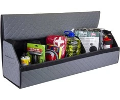 Bagažinės daiktadėžė EVAtech ECO XXL 30x30x100 cm - pilka / juodi kraštai / pilkos siūlės / juodas vidus