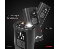 Belaidis automobilinis kompresorius 40 W su LED, powerbank ir USB-C, AMIO-04377