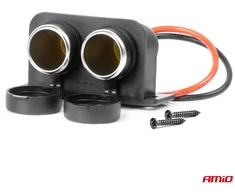 Dvigubas hermetiškas automobilio maitinimo lizdas 12/24V AMIO-04130