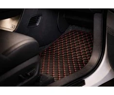 Eko odos kilimėliai QuiltyMats NISSAN PATHFINDER 2004-2012m. (I, II ir III eilės) (Juoda / raudonos siūlės)