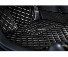 Eko odos kilimėliai QuiltyMats VOLKSWAGEN T5 CARAVELLE 2003-2015m. (I, II ir III eilės ir bag., prailginta 8v.) (Juoda / juodos siūlės)