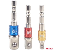 Galvučių adapterių suktuvui rinkinys, 1/4" / 3/8" / 1/2", 3 vnt., AMIO-04936