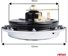 Garso signalas – chromuotas, 125 mm, 110 dB, 12V, AMIO-04074