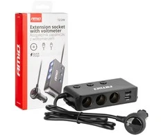 Išplėtimo lizdas su voltmetru, USB ir USB-C 12–24 V, AMIO-03781