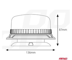 Įspėjamoji lemputė 36 led magnetas r65 r10 12-24v w03m amio-02295