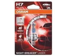 OSRAM Automobilinė lemputė NIGHT BREAKER LASER +150% H7 55W 12V PX26D 1vnt