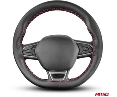 Amio Perforuotas vairo užvalkalas su adata ir siūlais 38–39 cm - juoda / raudonos siūlės