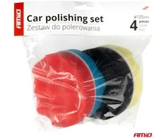 Poliravimo kempinių rinkinys su „velcro“ tvirtinimu, 4 vnt., 125 mm AMIO-03710