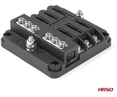 Saugiklių dėžutė, 6 lizdų su LED ir minuso jungtimi AMIO-03038