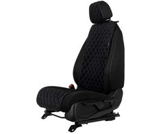 Sėdynės užvalkalas EVAtech Basic, 1 vnt. - juoda / juodi kraštai / mėlynos siūlės