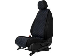 Sėdynės užvalkalas EVAtech ECO Basic, 1 vnt. - juoda / juodi kraštai / mėlynos siūlės