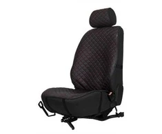 Sėdynės užvalkalas EVAtech ECO PRO, 1 vnt. - juoda / juodi kraštai / raudonos siūlės