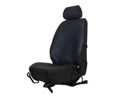 Sėdynės užvalkalas EVAtech ECO PRO, 1 vnt. - juoda / juodi kraštai / mėlynos siūlės