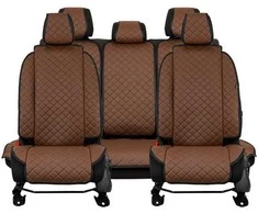 Sėdynės užvalkalų komplektas EVAtech ECO Max, 3 vnt. - ruda / juodi kraštai / rudos siūlės