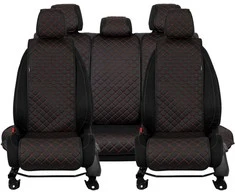 Sėdynės užvalkalų komplektas EVAtech ECO Basic, 3 vnt.- juoda / juodi kraštai / raudonos siūlės