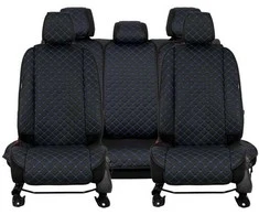 Sėdynės užvalkalų komplektas EVAtech ECO Max, 3 vnt. - juoda / juodi kraštai / mėlynos siūlės