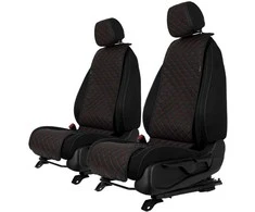 Sėdynių užvalkalai EVAtech ECO Basic, 2 vnt. - juoda / juodi kraštai / raudonos siūlės