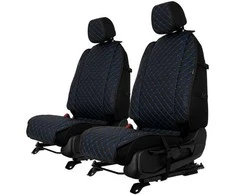 Sėdynių užvalkalai EVAtech ECO Max, 2 vnt. - juoda / juodi kraštai / mėlynos siūlės