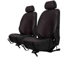 Sėdynių užvalkalai EVAtech ECO PRO, 2 vnt. - juoda / juodi kraštai / raudonos siūlės