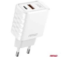 Sieninis įkroviklis Quick Charge GaN 38W USB-A + USB-C AMIO-04287