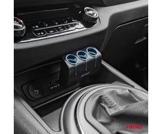 Trijų lizdų cigarečių uždegiklio prailgintojas 12/24V 120W 90° AMIO-04358