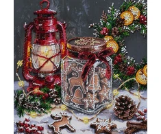 Abris Art Kalėdinis karoliukų siuvinėjimo rinkinys „Sausainiai Seneliui“ 20x20 cm