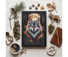 Abris Art Karoliukų siuvinėjimo rinkinys „Alfa vilkas“ 22×33 cm, 21 spalva