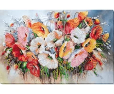 Abris Art Karoliukų siuvinėjimo rinkinys „Švelnios gėlės“, 27x40 cm, 27 spalvų
