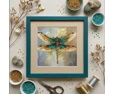 Abris Art Karoliukų siuvinėjimo rinkinys „Smaragdiniai sparnai“ 15x15 cm