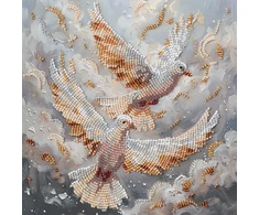 Abris Art Karoliukų siuvinėjimo rinkinys „Balandžių šokis“ 20×20 cm