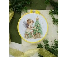 Abris Art Siuvinėjimo kryželiu rinkinys „Kalėdų angeliukas“ su lankeliu 15x15