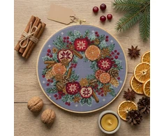 Abris Art Siuvinėjimo kryželiu rinkinys „Kalėdų stebuklai“ 28x28 cm, pilka Aida