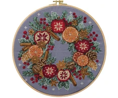 Abris Art Siuvinėjimo kryželiu rinkinys „Kalėdų stebuklai“ 28x28 cm, pilka Aida