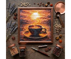 Abris Art Vidutinio dydžio karoliukų siuvinėjimo rinkinys „Kvapni kava“ 20x20 cm