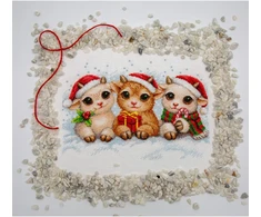 Aine Siuvinėjimo kryželiu rinkinys „Christmas Joy“ – Kalėdų gyvūnėliai, 30 x 21 cm
