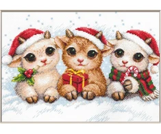 Aine Siuvinėjimo kryželiu rinkinys „Christmas Joy“ – Kalėdų gyvūnėliai, 30 x 21 cm
