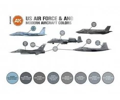 AK Interactive 3 kartos akrilinių dažų rinkinys USAF/ANG moderniems lėktuvams