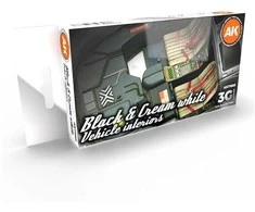 AK Interactive 3Gen akriliniai dažai automobilių salonams, juoda/kreminė