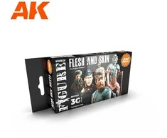 AK Interactive Flesh &amp; Skin 3Gen akriliniai odos atspalvių dažai, 6 vnt.