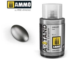 AMMO by MIG Jimenez AMMO MIG A-Stand Steel metaliniai dažai modeliams, 30 ml