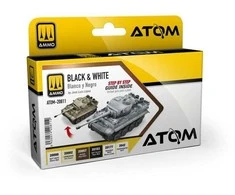 AMMO by MIG Jimenez AMMO MIG ATOM akrilinių dažų rinkinys Juodas &amp; Baltas technikai, 20811