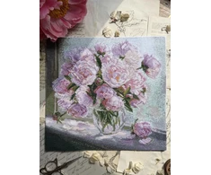 Andriana Kryželių siuvinėjimo rinkinys „Bijūnai prie lango“ 24,5×24,5 cm