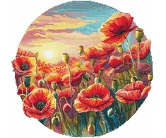 Andriana Kryželiu siuvinėjimo rinkinys „Saulė aguonose“ 29×27 cm, 36 spalvos