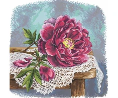 Andriana Siuvinėjimo kryželiu rinkinys „Aksominis bijūnas“ 25×24 cm